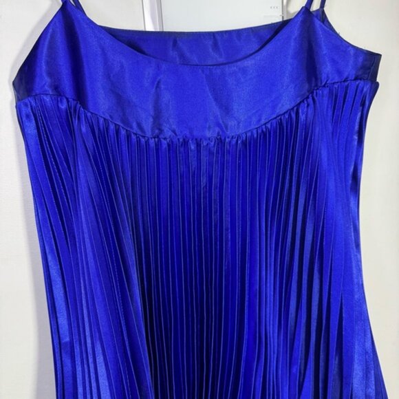 Jessica Mcclintock for Gunne Sax Blue Pleated Bubble Mini Dress Size 5 - Picture 3 of 10